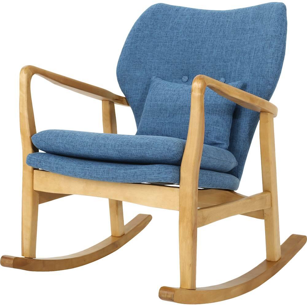 Left View: Noble House - Hillsboro Rocking Chair - Muted Blue/Light Walnut