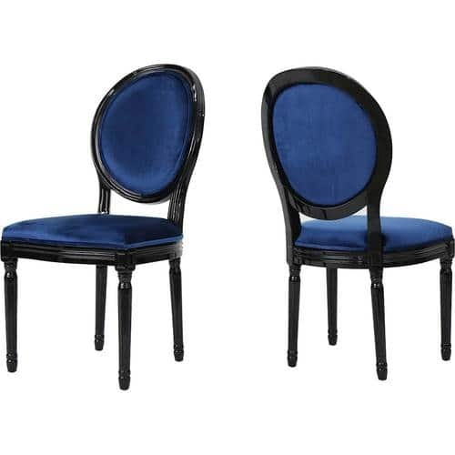 Noble House - Vera Dining Chair (Set of 2) - Navy Blue/Black