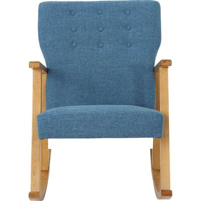 Noble House - Winfield Rocking Chair - Muted Blue/Light Walnut