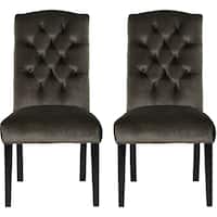 Noble House - Dyersburg Velvet Fabric Dining Chair (Set of 2) - Charcoal - Front_Zoom