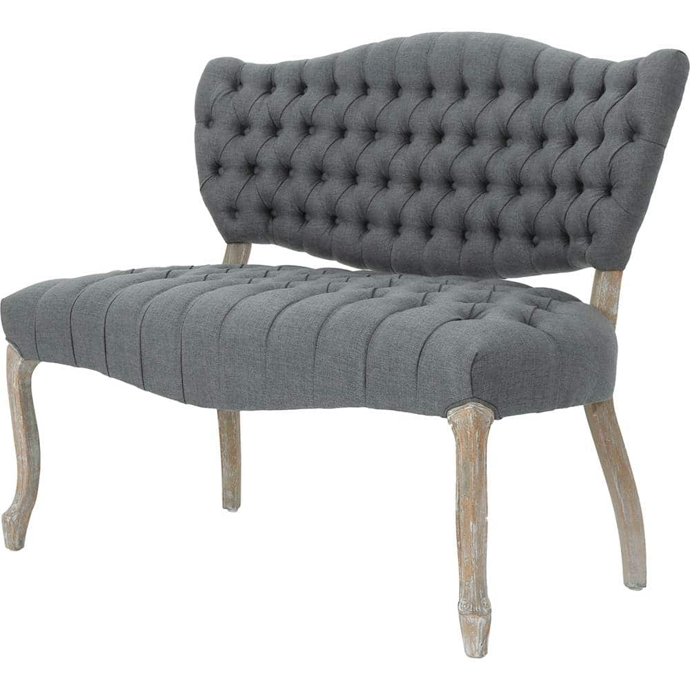 Left View: Noble House - Treadway Loveseat - Dark Gray/Antique