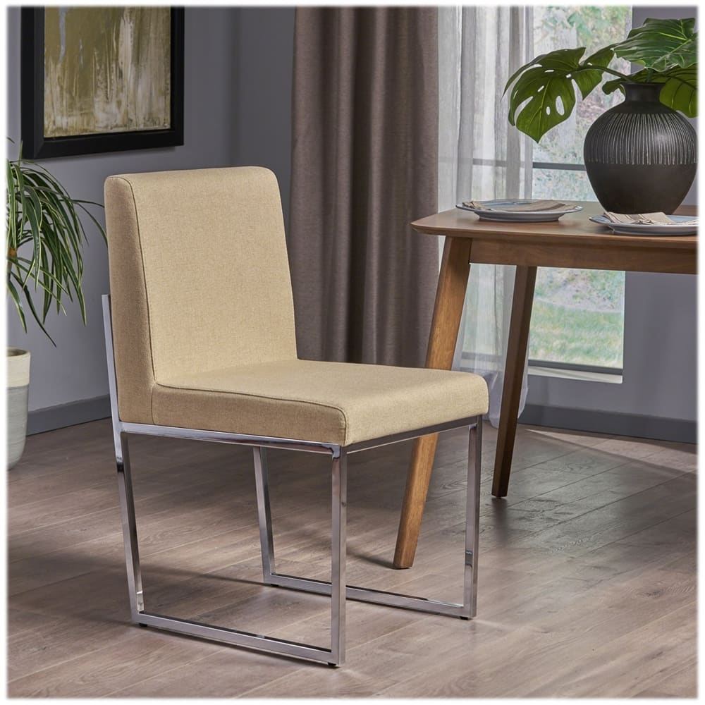 Left View: Noble House - Colby Dining Chair - Dark Beige