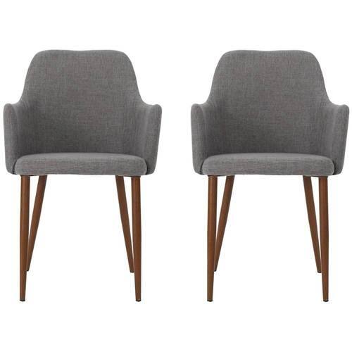 Noble House - Grundy Fabric Dining Chair (Set of 2) - Light Gray