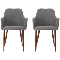 Noble House - Grundy Fabric Dining Chair (Set of 2) - Light Gray - Front_Zoom