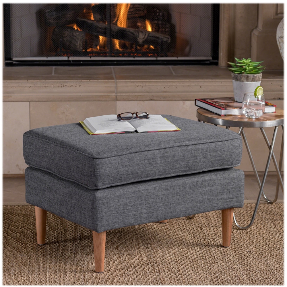 Left View: Noble House - Cornwall Ottoman - Gray/Natural