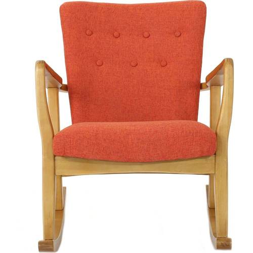 Noble House - Peabody Rocking Chair - Muted Orange/Light Walnut