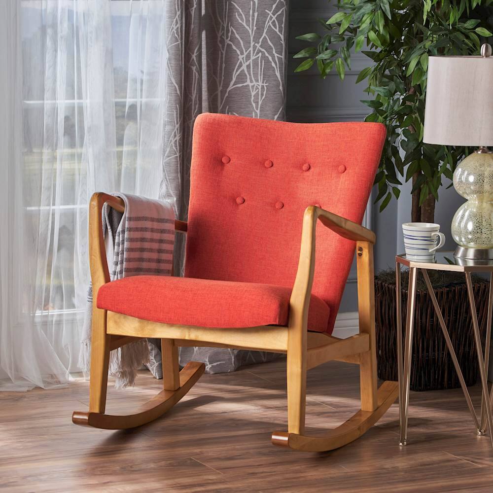 Best Buy Noble House Peabody Rocking Chair Muted Orange/Light Walnut