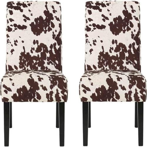 Noble House - Halifax Fabric Dining Chair (Set of 2) - Milk Cow