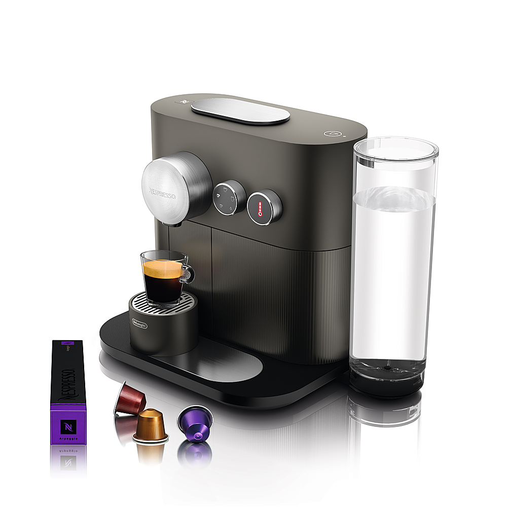 Left View: Nespresso - DeLonghi VertuoLine Evoluo Coffee Maker and Espresso Machine with Aeroccino Milk Frother and Centrifusion technology - Titan