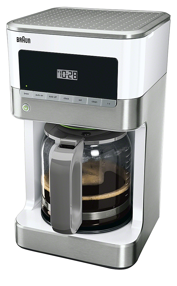 Angle View: Braun - BrewSense 12-Cup Coffee Maker - Stainless Steel/White