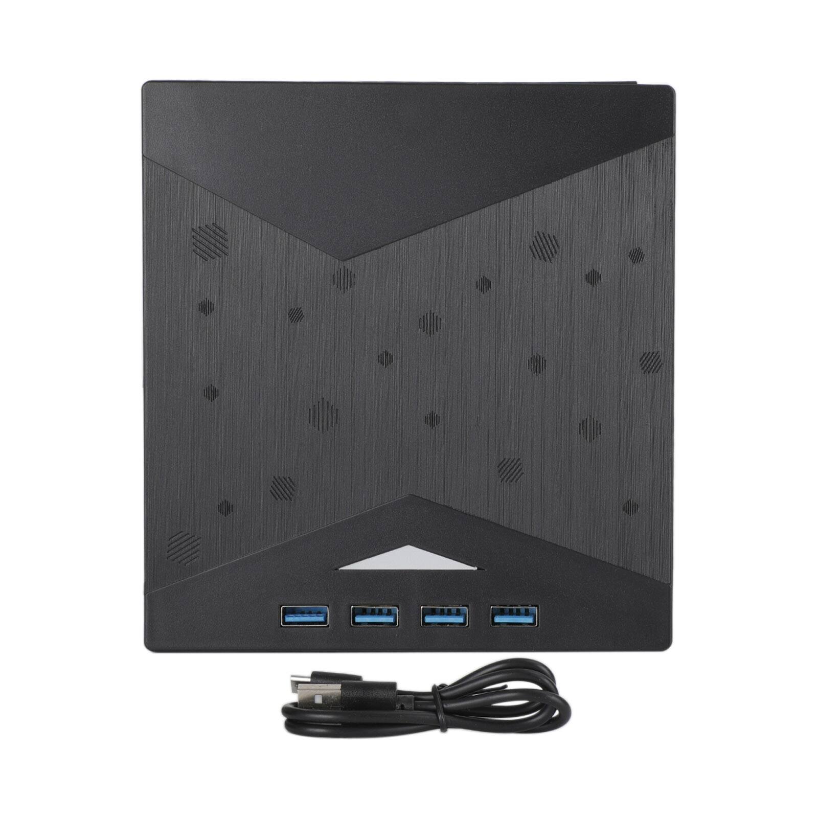 Alt View 2. Topteng - 7-in-1 External DVD Drive with 4-Port USB 3.0 Hub & Card Reader - CD/DVD Burner, USB-C for Laptop/PC/Mac - Black.