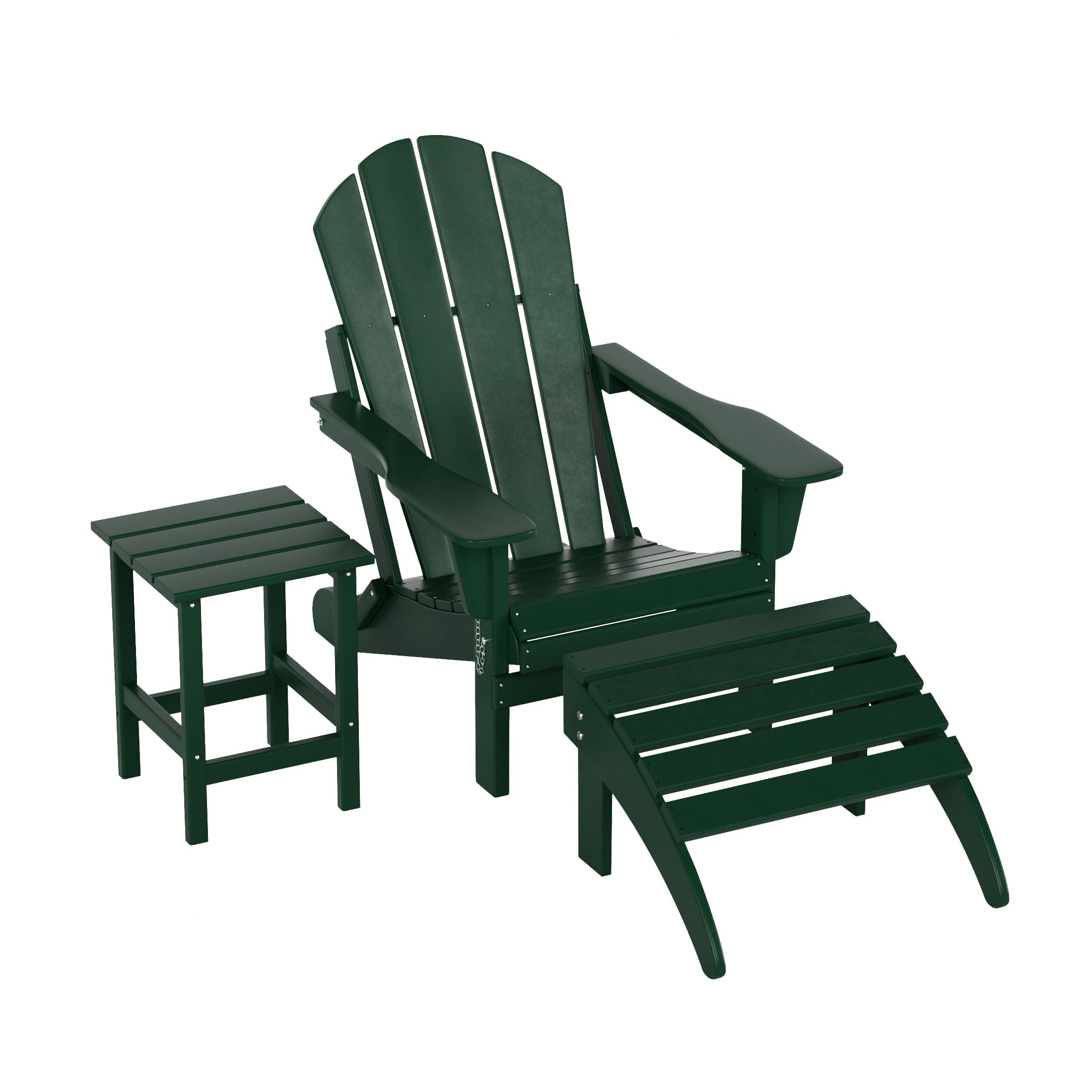 WestinTrends - Malibu 3-Piece set classic Adirondack chair with ottoman and a small coffee table (1 seater) - Dark Green price history on PriceWatchPro