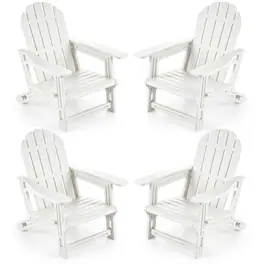 Costway - 4 PCS Adirondack Chair in HDPE with Ergonomic Design, Suitable for Porch, Deck - White