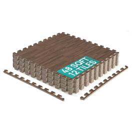 Yes4All - Interlocking Foam Exercise Mat, 24"x24", 48 Sq Ft - Dark Oak Wood