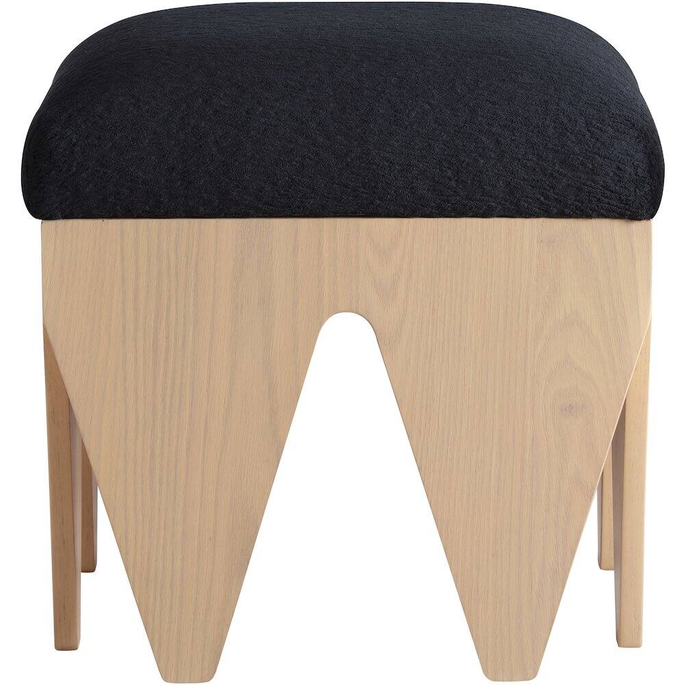 Alt View 2. Meridian Furniture - Altair Black Velour Fur Fabric Bench - Black.