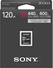 Front. Sony - QDG120F/J 120GB XQD Memory Card - Black.