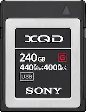 Front. Sony - G-Series 240GB XQD Memory Card - Black/Gray.