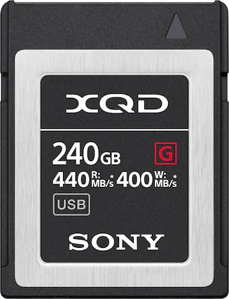 Front. Sony - G-Series 240GB XQD Memory Card - Black/Gray.