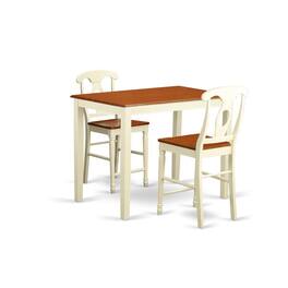 East West Furniture - 3 PC Dining counter height set - Dining Table and 2 counter height Chairs - Buttermilk & Cherry