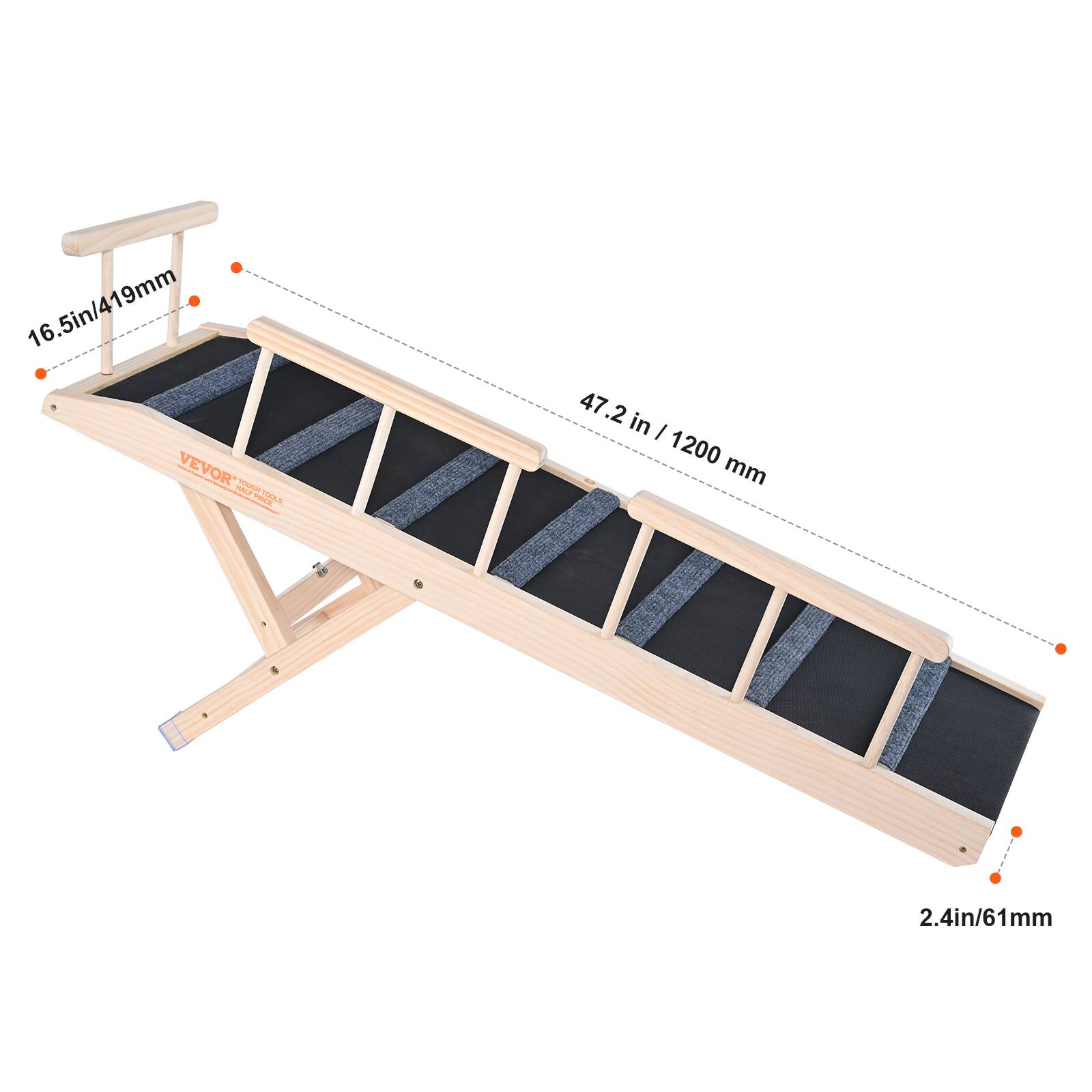 16.5in/419mm  
9mm  
VEVOR  
VEVOR AT MALT LT  
47.2in / 1200mm  
2.4in/61mm