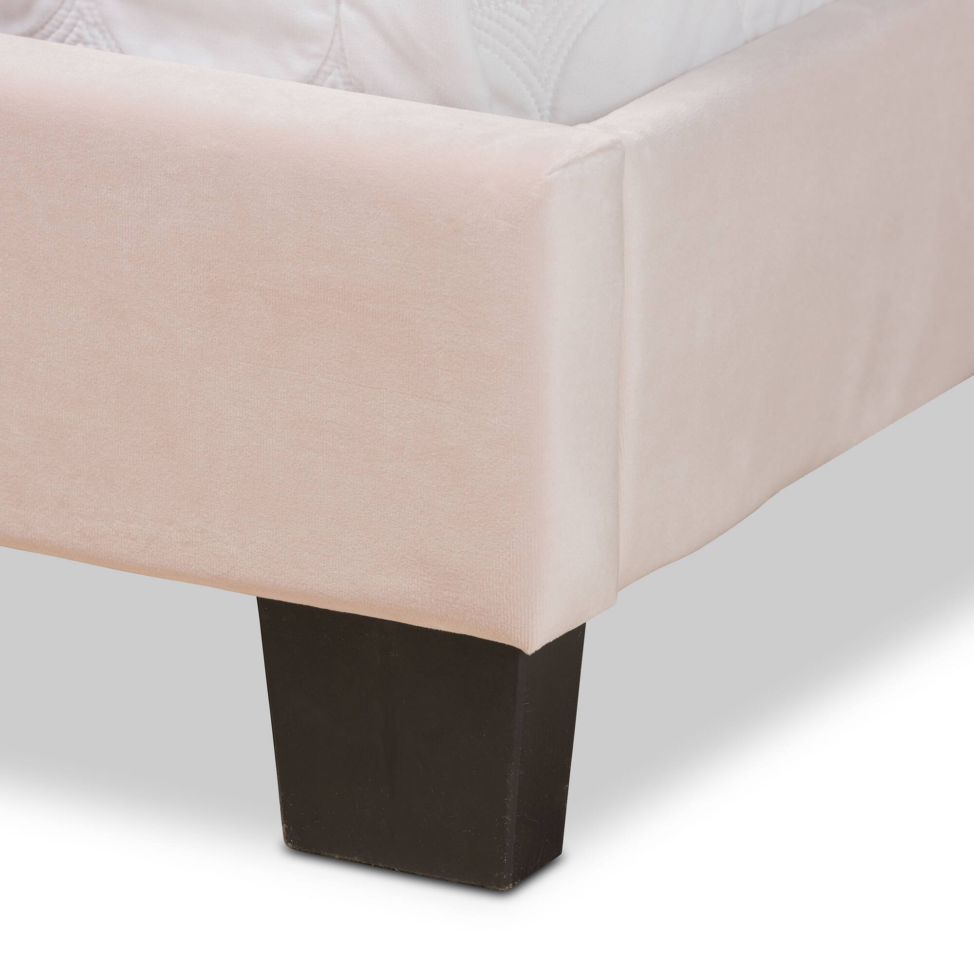 Alt View 1. Baxton Studio - Tamira Modern and Contemporary Glam Velvet Fabric Upholstered Full Size Panel Bed - Light Pink/Black.