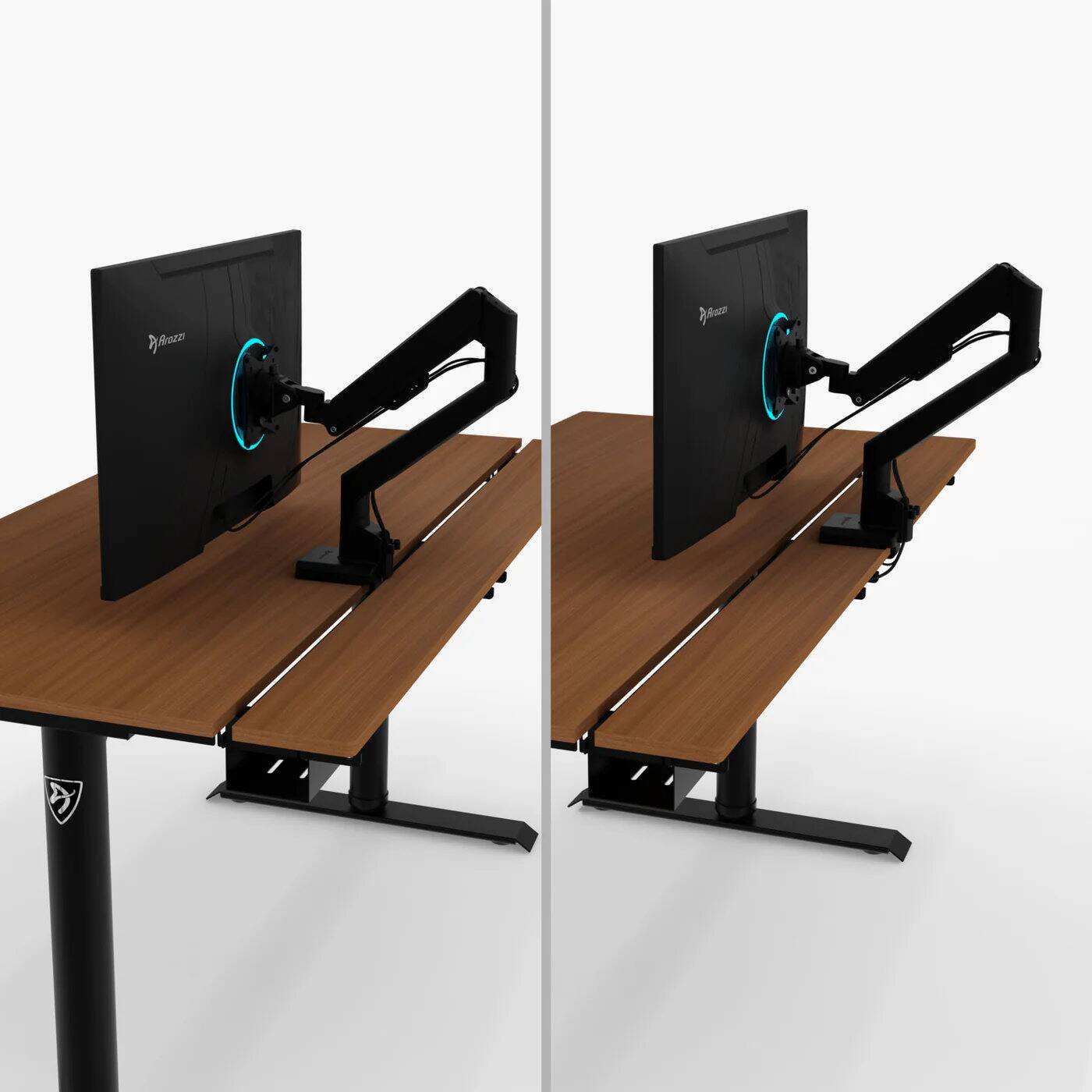 Alt View 1. Arozzi - Arena Nordico Electric Standing Desk - White - Walnut.