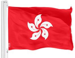 G128 - Hong Kong Flag, 3 x 5 ft, 150D Polyester, Brass Grommets - Assorted Colors