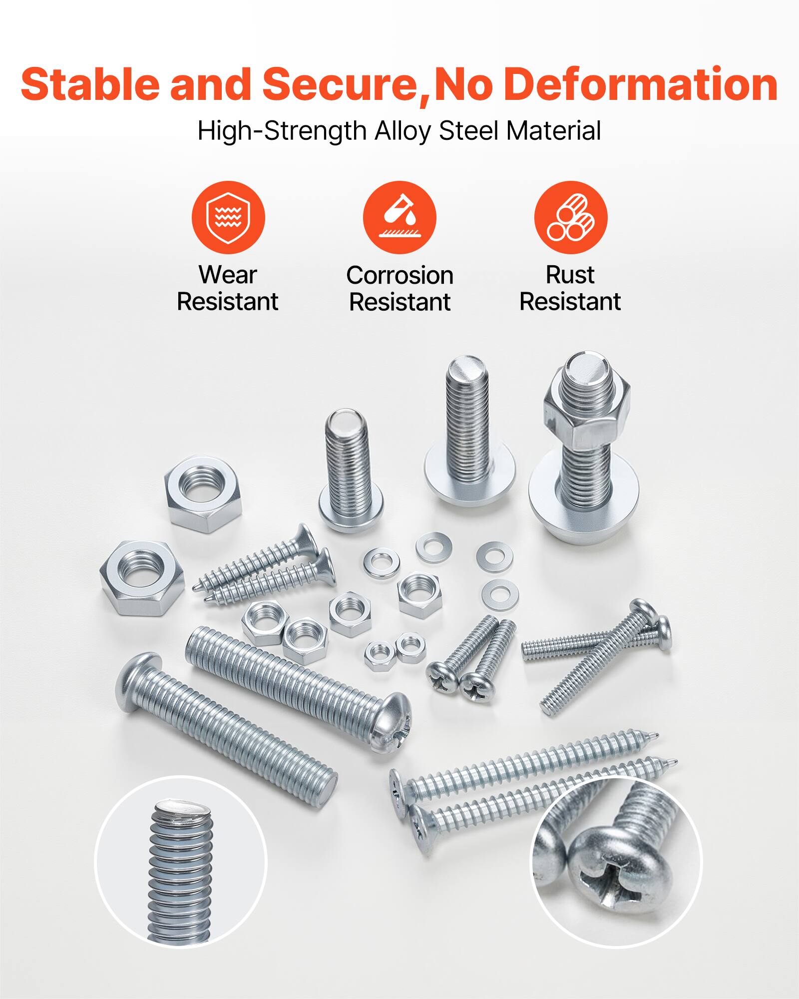 Stable and Secure, No Deformation  
High-Strength Alloy Steel Material  
Wear Resistant  
Corrosion Resistant  
Rust Resistant