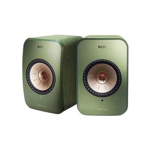 Front. KEF - LSX Hi-Res Wireless Speakers - Olive.