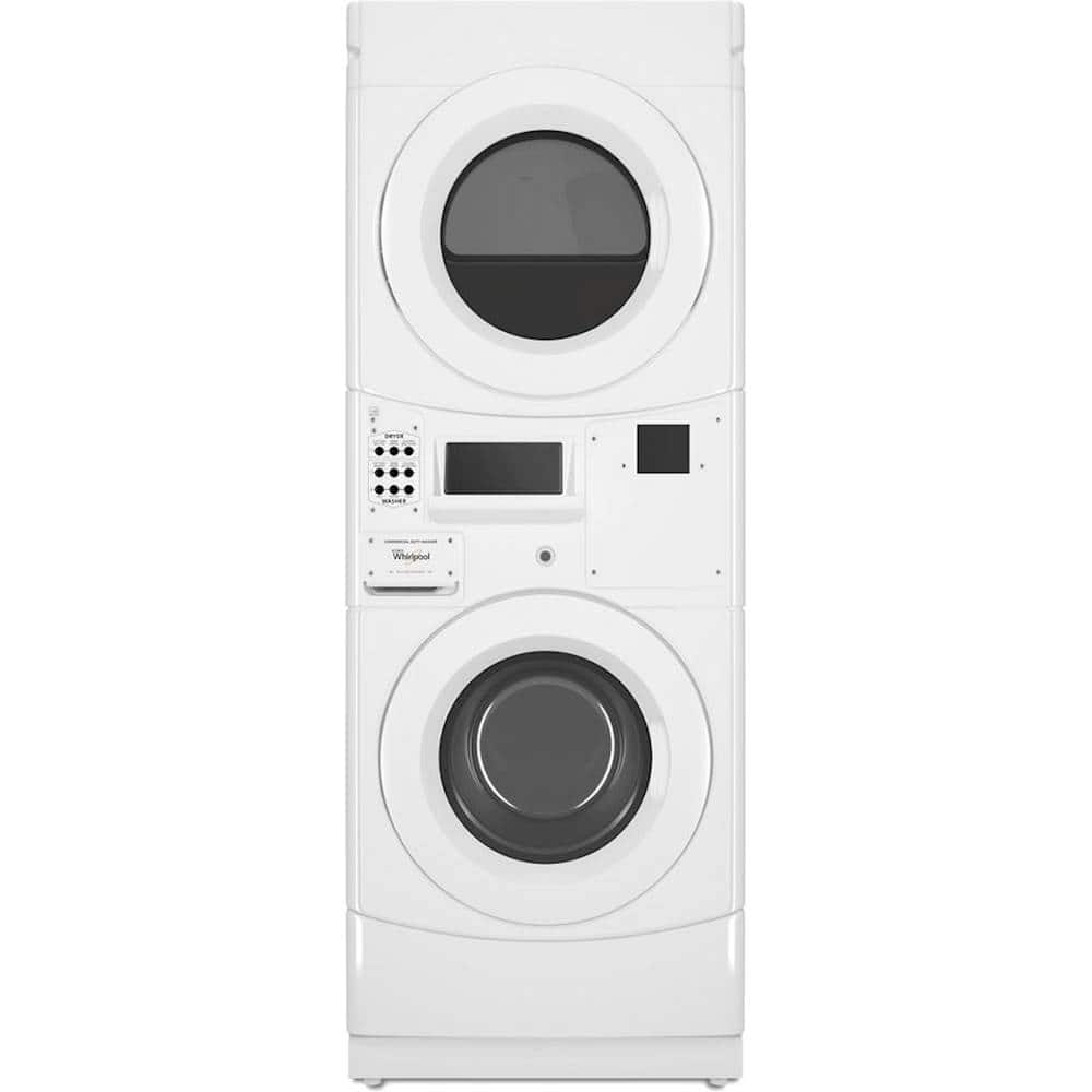 Front. Whirlpool - 3.1 Cu. Ft. Front Load Washer and 6.7 Cu. Ft. Gas Dryer with Space Saving Configuration - White.