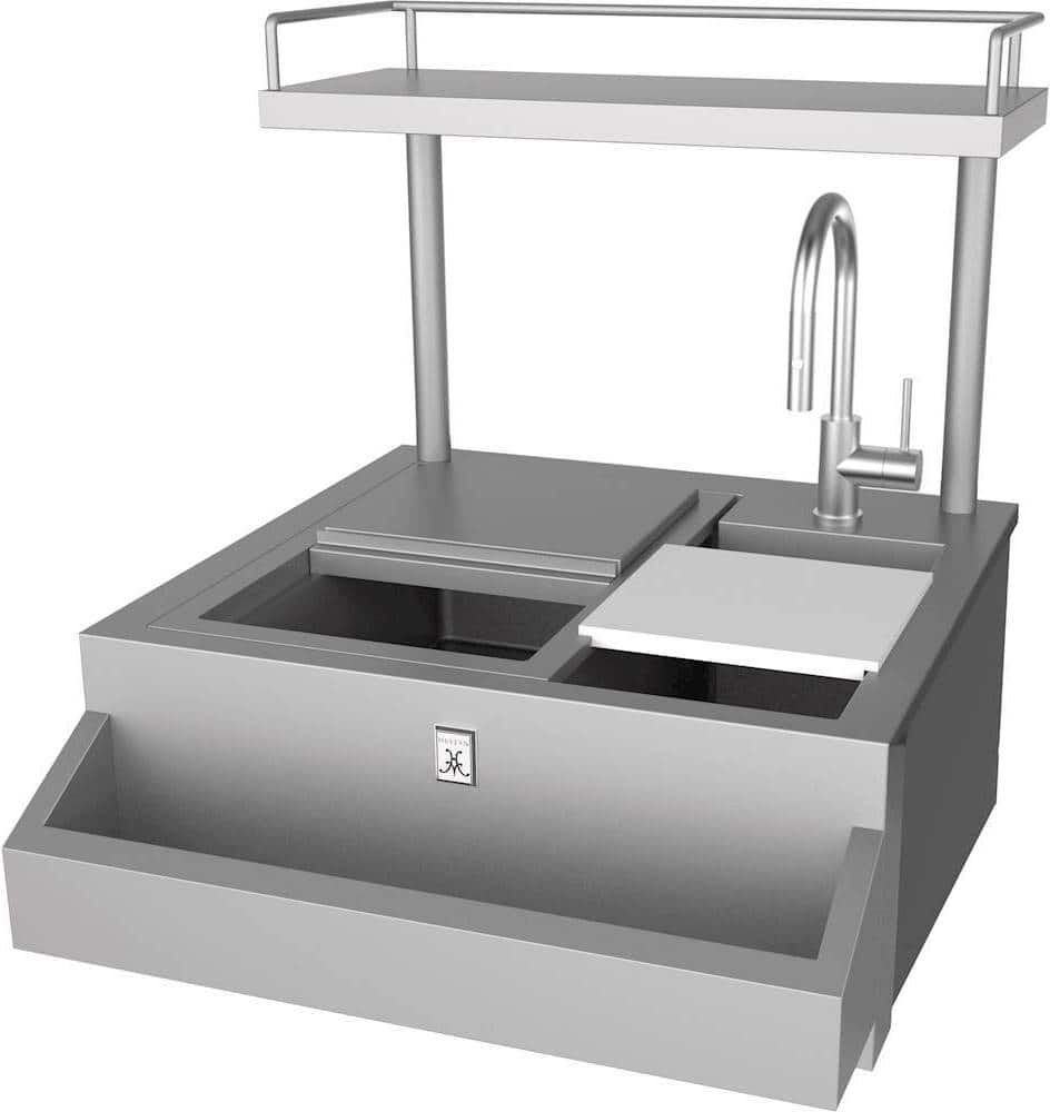 Front. Hestan - 30" Outdoor Refreshment Center - Brushed Stainless Steel.