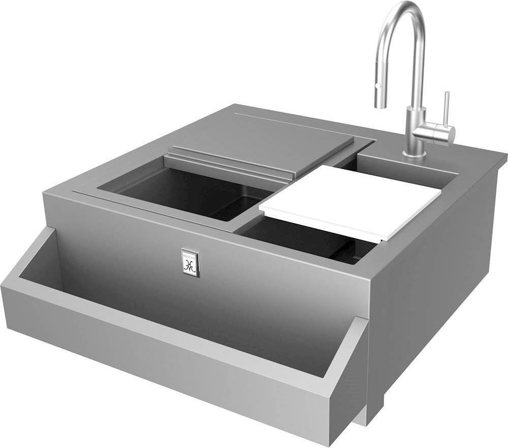 Front. Hestan - 30" Outdoor Refreshment Center - Brushed Stainless.