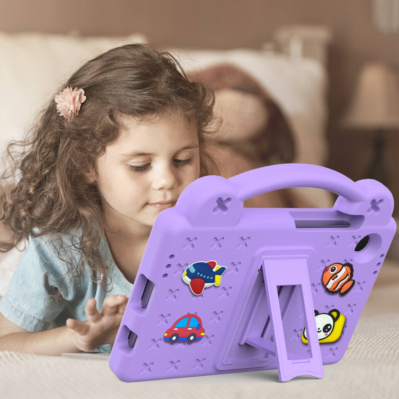 Alt View 3. UUCOVER - Kids Case for Samsung Galaxy Tab A11 8.7-inch 2025 (SM-X130/X133/X135),Shockproof EVA Case Handle Adjustable Stand Cover - Purple.