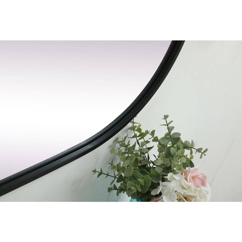 Alt View 2. Elegant Decor - Metal Frame Oval Mirror 24x48 Inch in Black - Black.