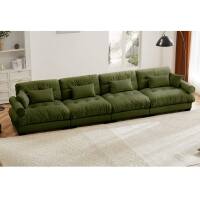 Front. Roomtec - Super Comfort Oversized Modular Velvet Sectional Sofa Couch with Movable OttomanCorner Sectional with Bolstered - Olive Green.