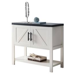 Hivvago - Modern 2 Drawer Wooden Storage Console Table White/Black - White, Black