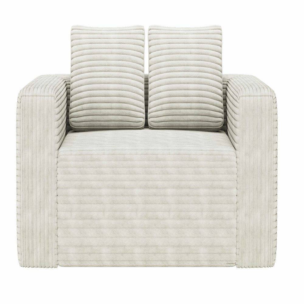 Alt View 8. Kadyn - 2-Seater Corduroy Memory Foam Floor Sofa in a Box, No Assembly for Living Room - White.