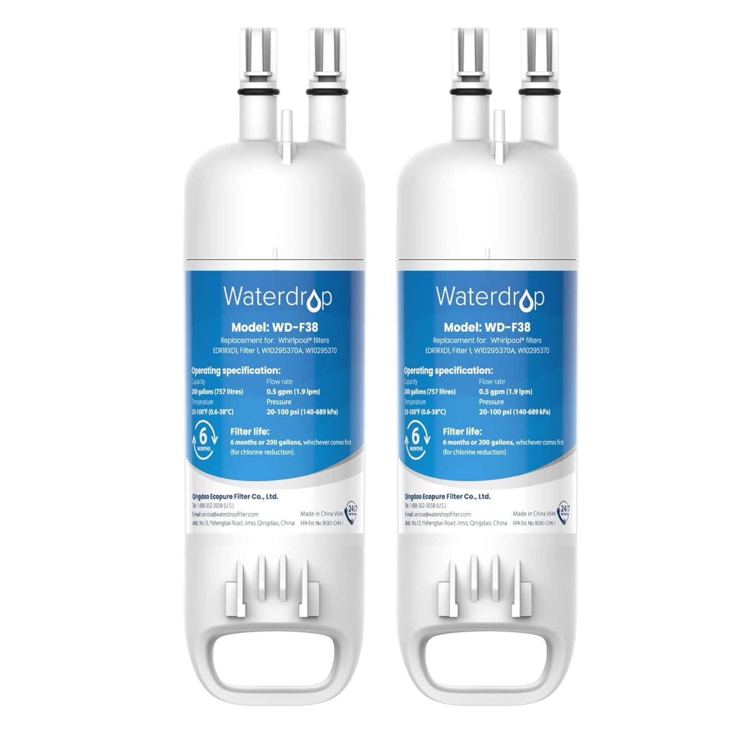 Waterdrop - WD-6038-2 Refrigerator Water Filter 2-Pack - White
