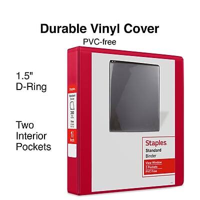 Durable Vinyl Cover  
PVC-free  

1.5" D-Ring  

Two Interior Pockets  

1 Inch Staples  

Standard Binder View Window  

2 Pockets  

PVC Free