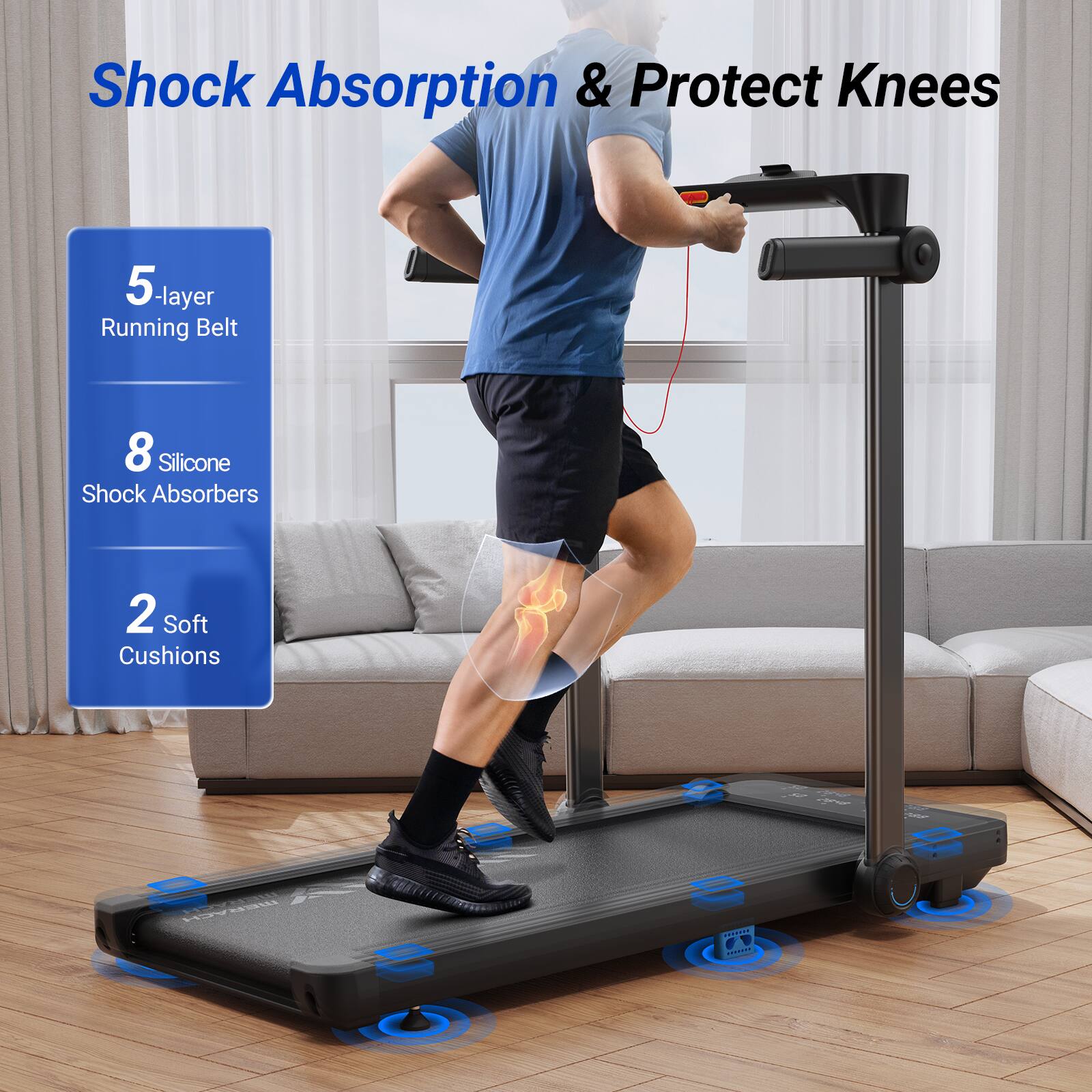 Shock Absorption & Protect Knees

5-layer Running Belt

8 Silicone Shock Absorbers

2 Soft Cushions