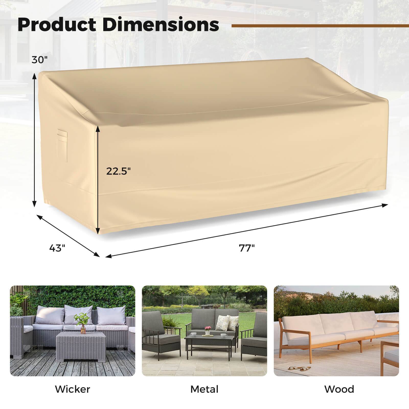 Product Dimensions: 30" x 22.5" x 43" x 77"  
Materials: Wicker, Metal, Wood