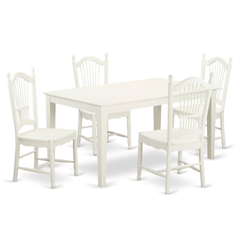 Back. East West Furniture - Dining Room Set Linen White - Brown.