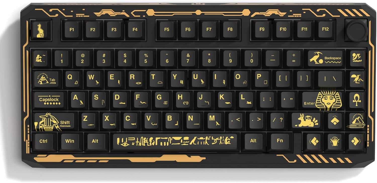 Womier - PBT Keycaps, Dye-Sublimation Cherry Profile for Most US Layout Cherry MX Switches Mechanical Keyboard - Black