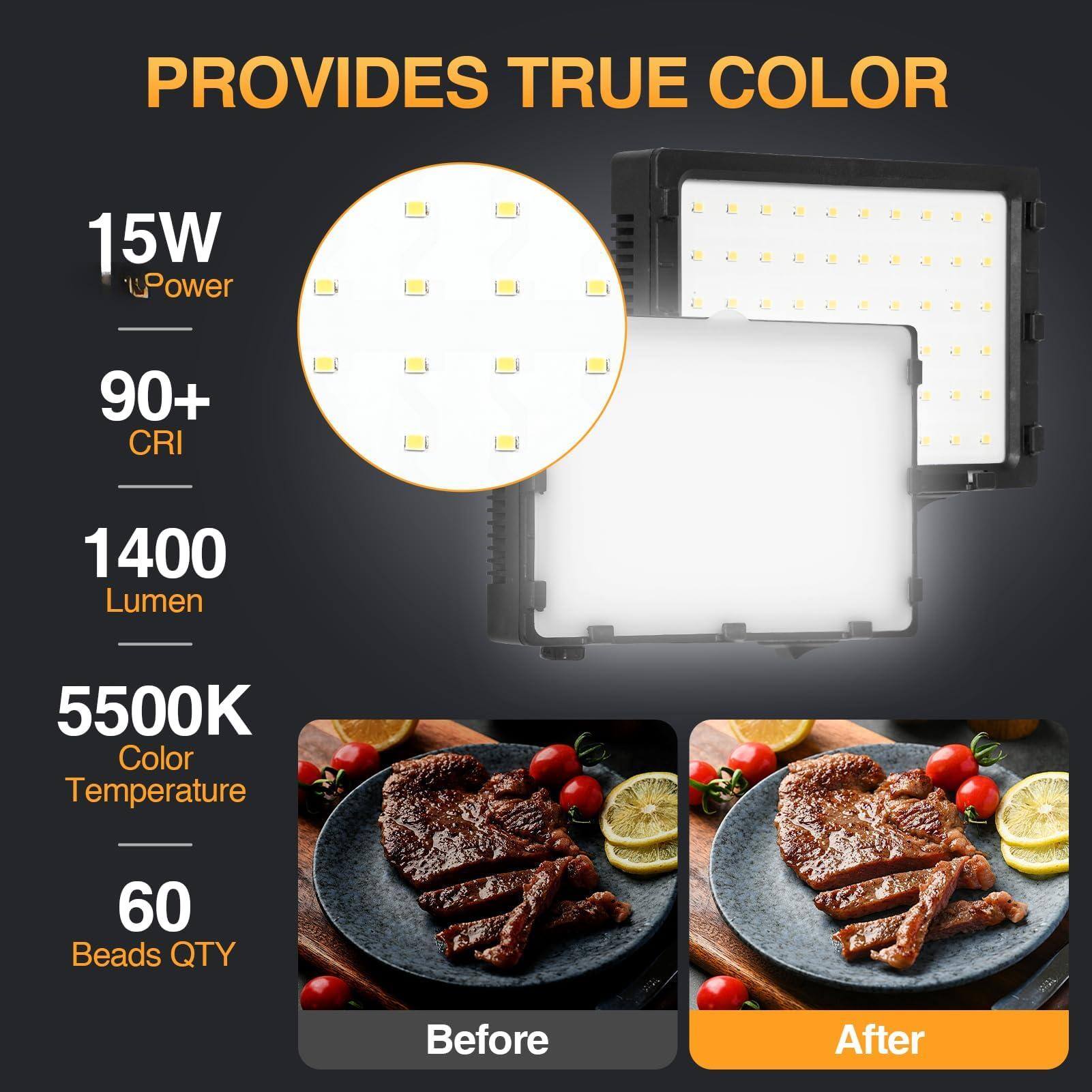 PROVIDES TRUE COLOR

15W  
uPower

90+  
CRI

1400  
Lumen

5500K  
Color Temperature

60  
Beads QTY

Before  
After