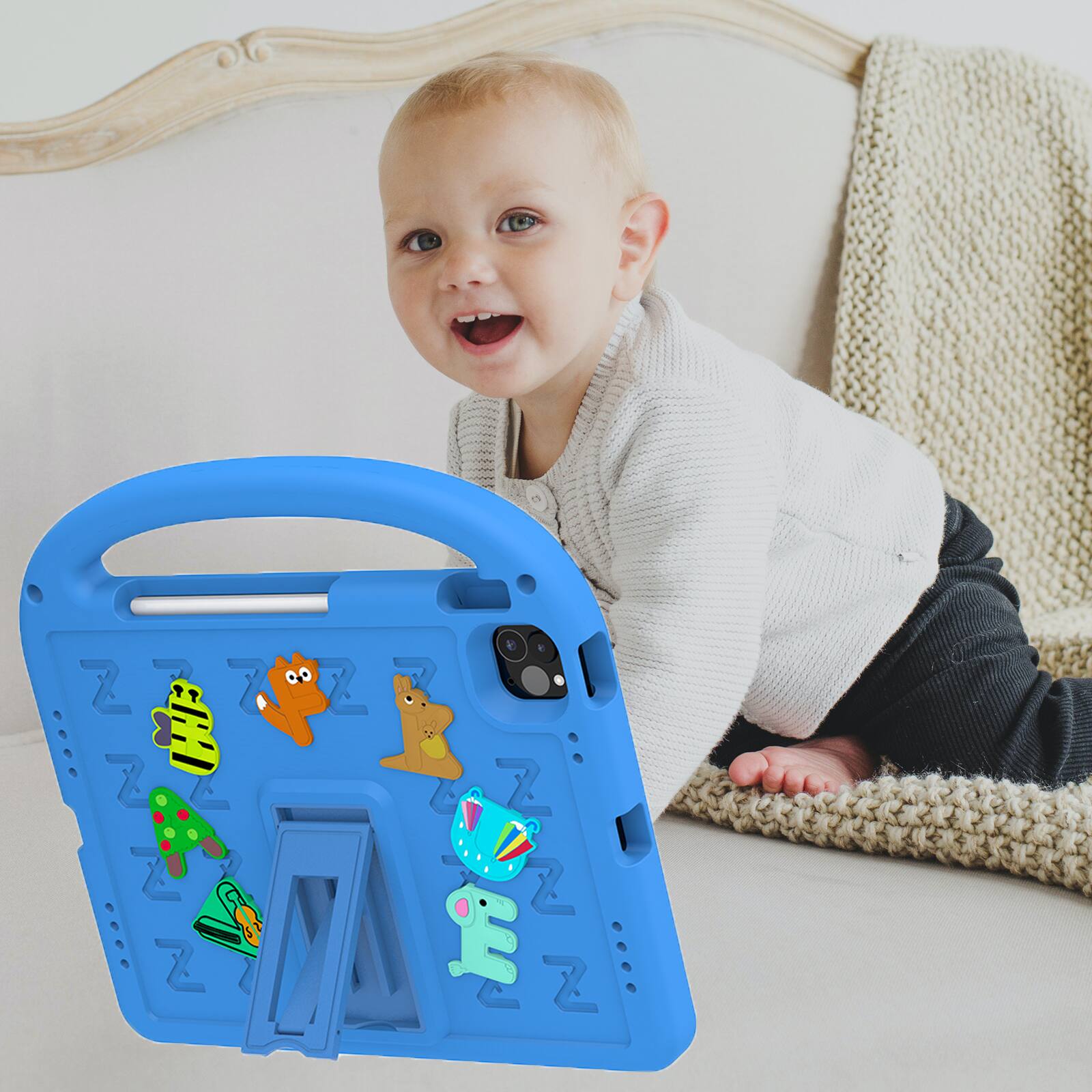 Alt View 5. Dteck - Kids Shock-absorbent TPU Tablet Case for Apple iPad (A16) 11" 2025/10th Gen 2022 with Shoulder Strap & Pen Holder Cover - Blue.
