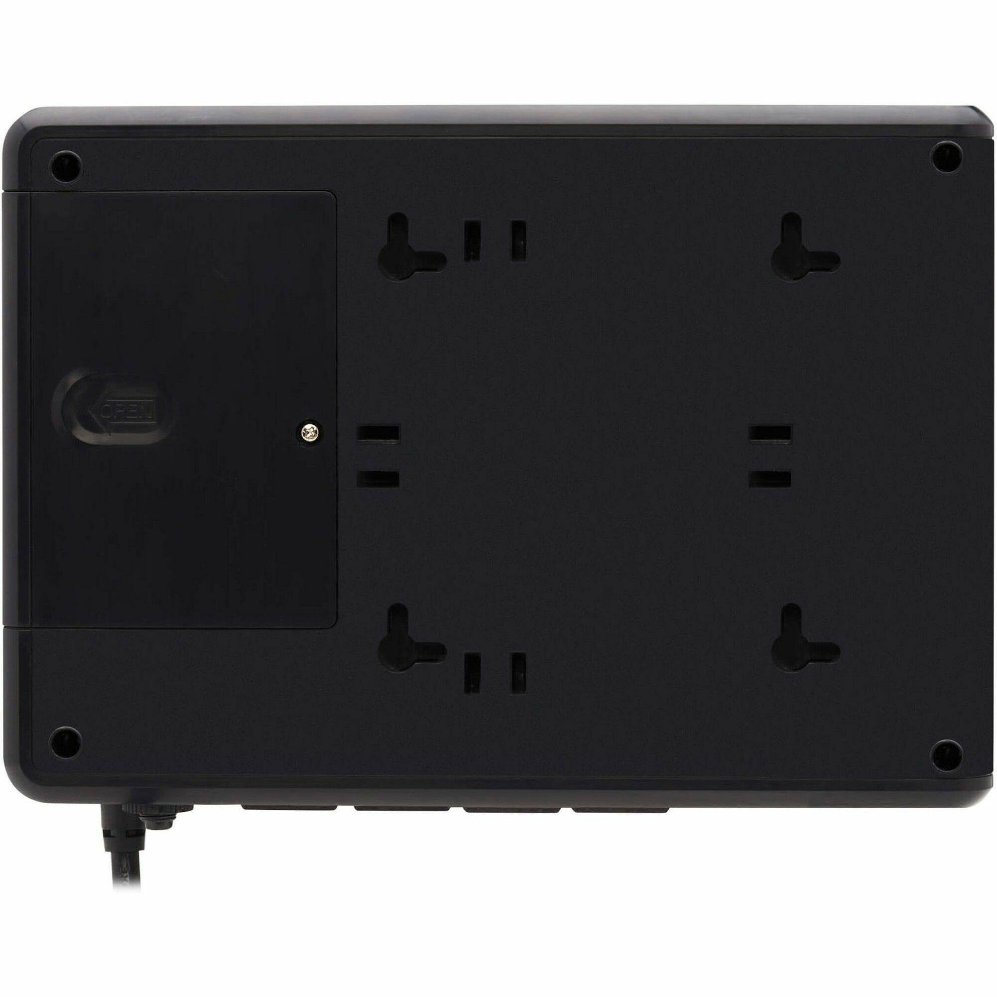 Alt View 4. Tripp Lite - Eaton Tripp Lite Series 600VA 300W 120V Standby UPS - 4 NEMA 5-15R Outlets (Surge + Battery Backup), 5-15P Plug, Desktop - Black.