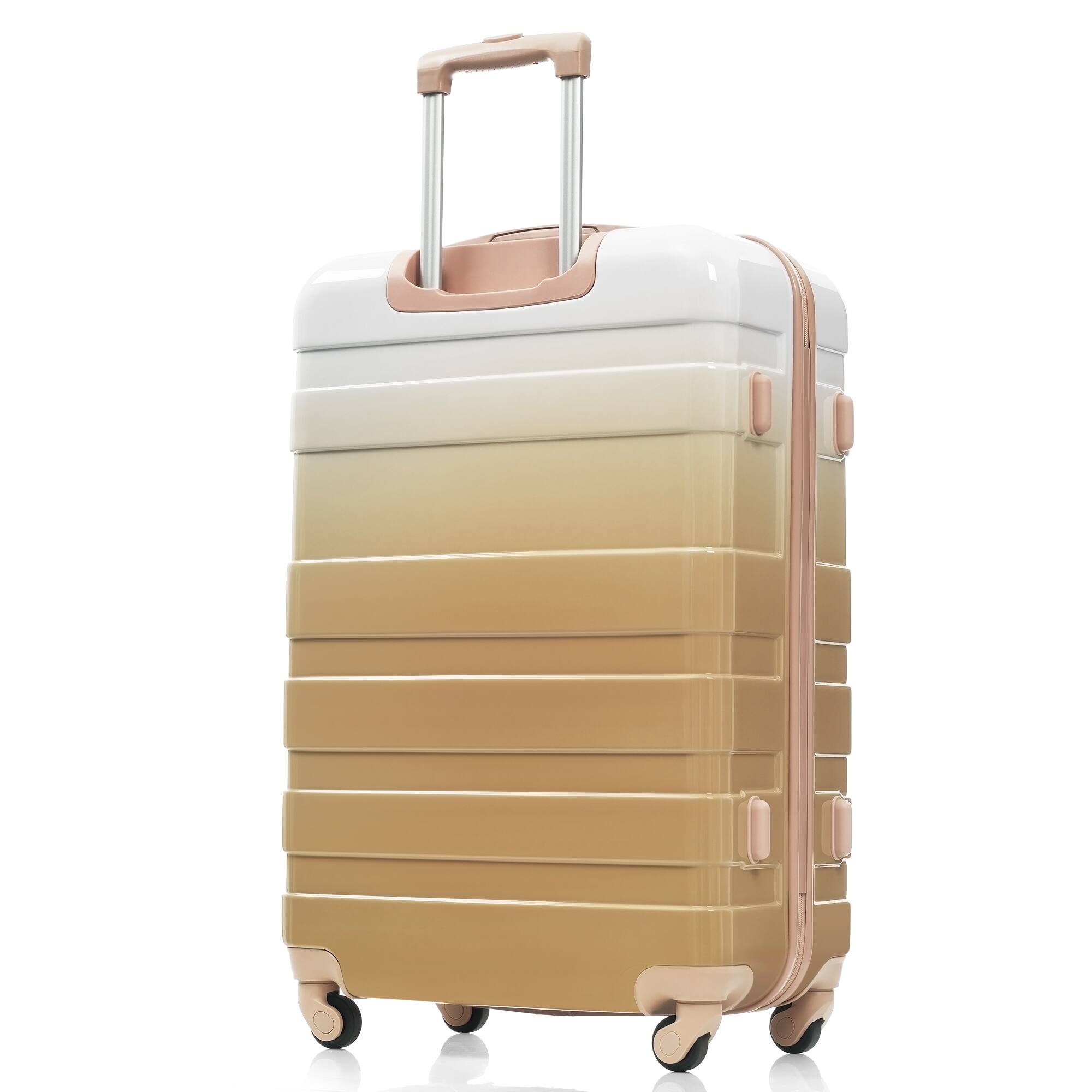 Alt View 7. Ecooso - 3-Piece ABS Hard Shell Luggage Set with Spinner Wheels and TSA Lock, Scratch-Resistant 20/24/28 Inch - Tan.