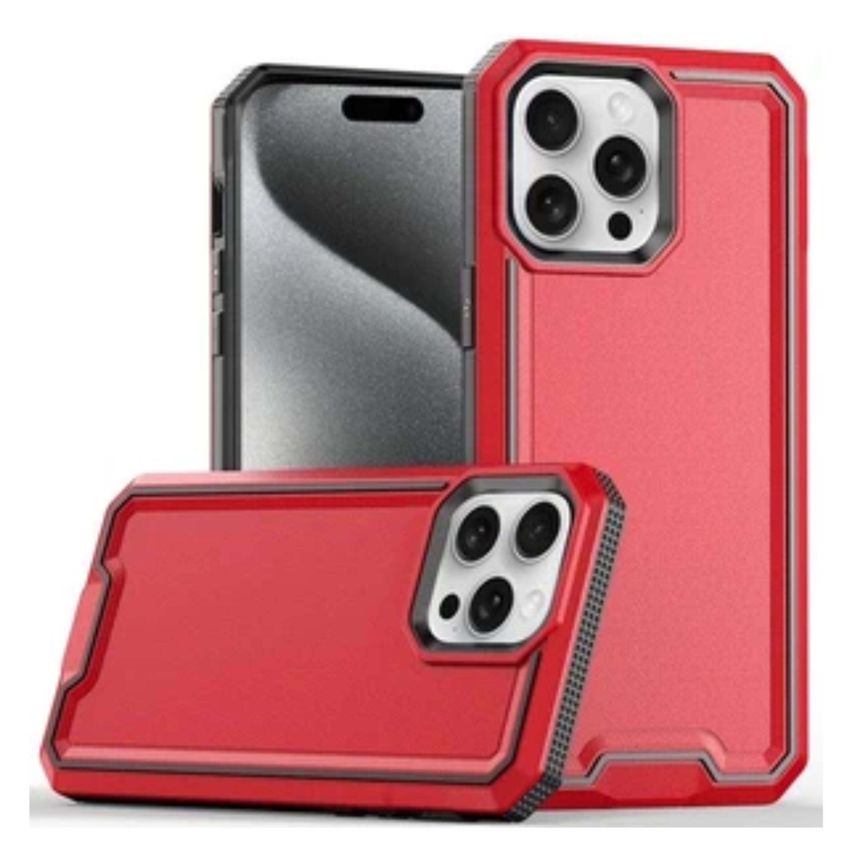 Left. Kitcheniva - Shockproof Dual Layer Protection Phone Case With 2 Pcs Tempered Glass For iPhone 15 Pro Max Red - Red.