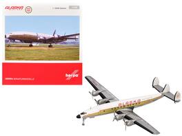 Herpa - Lockheed L-1649A Starliner Alaska Airlines Golden Nugget Service (N7316C) White Gold Red Stripes 1/200 Airplane - White, Gold ,Red