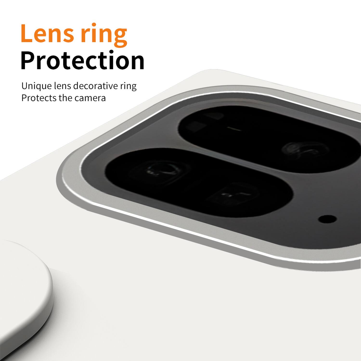 Lens ring Protection  
Unique lens decorative ring  
Protects the camera